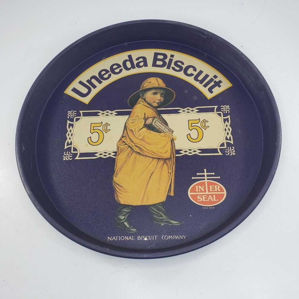 Bristol Ware Uneeda Biscuit Tin Tray Round 12"